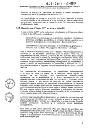 Rsg n 041 2016 minedu implementación de las jec 2016
