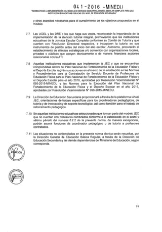 Rsg n 041 2016 minedu implementación de las jec 2016