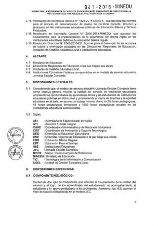 Rsg n 041 2016 minedu implementación de las jec 2016