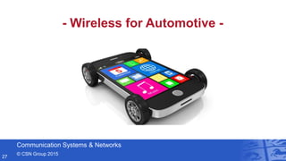 Communication Systems & Networks
© CSN Group 2015
27
- Wireless for Automotive -
 