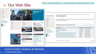 Communication Systems & Networks
© CSN Group 2015
Our Web Site
http://www.bristol.ac.uk/engineering/research/csn
6
 