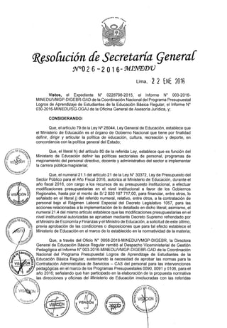 Resolución de Secretaria General 026 2016