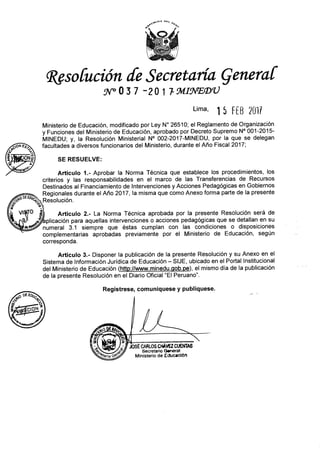 Rsg n° 037 2017-MINEDU