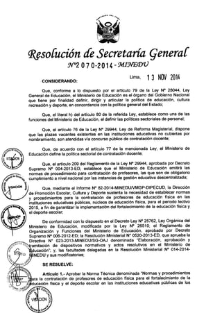 RESOLUCIÓN DE SECRETARIA GENERALRsg n° 2070 2014-minedu