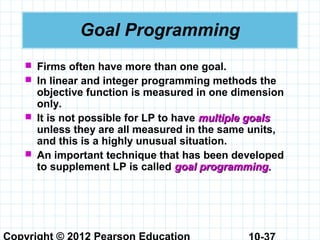 integer programming, goal programming, and nonlinear... Rsh qam11 ch10 ge | PPT