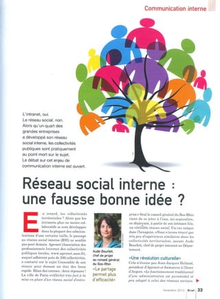 Réseau social interne : fausse bonne idée ? Brief magazine - novembre 2012
