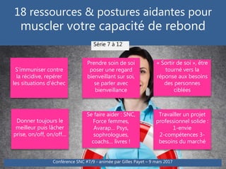 18 ressources & postures aidantes pour
muscler votre capacité de rebond
Conférence SNC #7/9 - animée par Gilles Payet – 9 ...