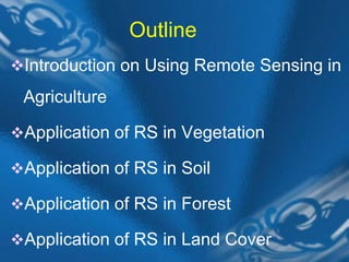 Operational Agriculture Monitoring System Using Remote Sensing | PPTX