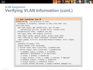 Presentation_ID 29© 2008 Cisco Systems, Inc. All rights reserved. Cisco Confidential
VLAN Assignment
Verifying VLAN Information (cont.)
 