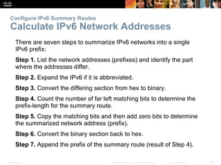 Presentation_ID 49© 2008 Cisco Systems, Inc. All rights reserved. Cisco Confidential
Configure IPv6 Summary Routes
Calcula...