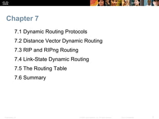 Presentation_ID 2© 2008 Cisco Systems, Inc. All rights reserved. Cisco Confidential
Chapter 7
7.1 Dynamic Routing Protocol...