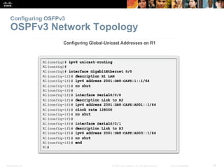 Configuring OSFPv3 
OSPFv3 Network Topology 
Presentation_ID © 2008 Cisco Systems, Inc. All rights reserved. Cisco Confidential 45 
 