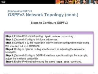 Configuring OSFPv3 
OSPFv3 Network Topology (cont.) 
Presentation_ID © 2008 Cisco Systems, Inc. All rights reserved. Cisco...