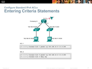 Configure Standard IPv4 ACLs 
Entering Criteria Statements 
Presentation_ID © 2008 Cisco Systems, Inc. All rights reserved...