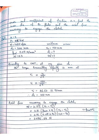 RS Khurmi Machine Design Clutch and Brake Exercise Numerical Solutions ...