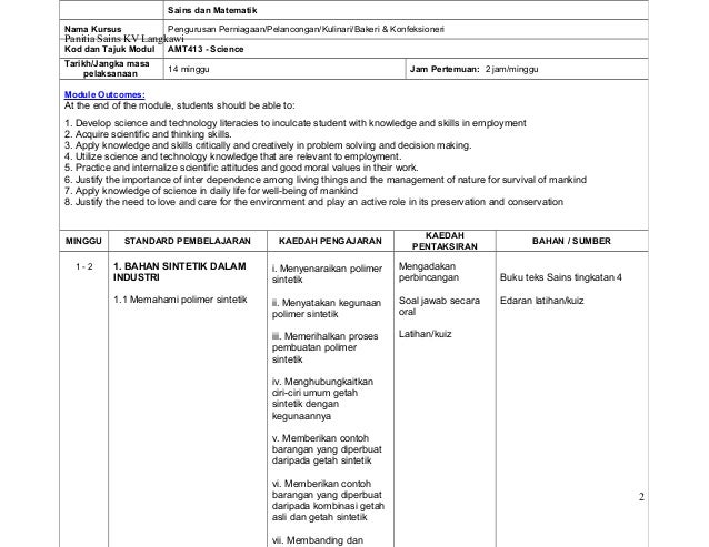 Rancangan Sesi Latihan (RSL) Sains Kolej Vokasional 