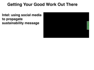 Getting Your Good Work Out There

Intel: using social media
to propagate
sustainability message
 