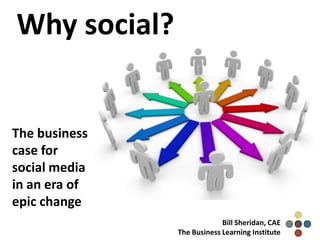 Why social?


The business
case for
social media
in an era of
epic change
                            Bill Sheridan, CAE
               The Business Learning Institute
 