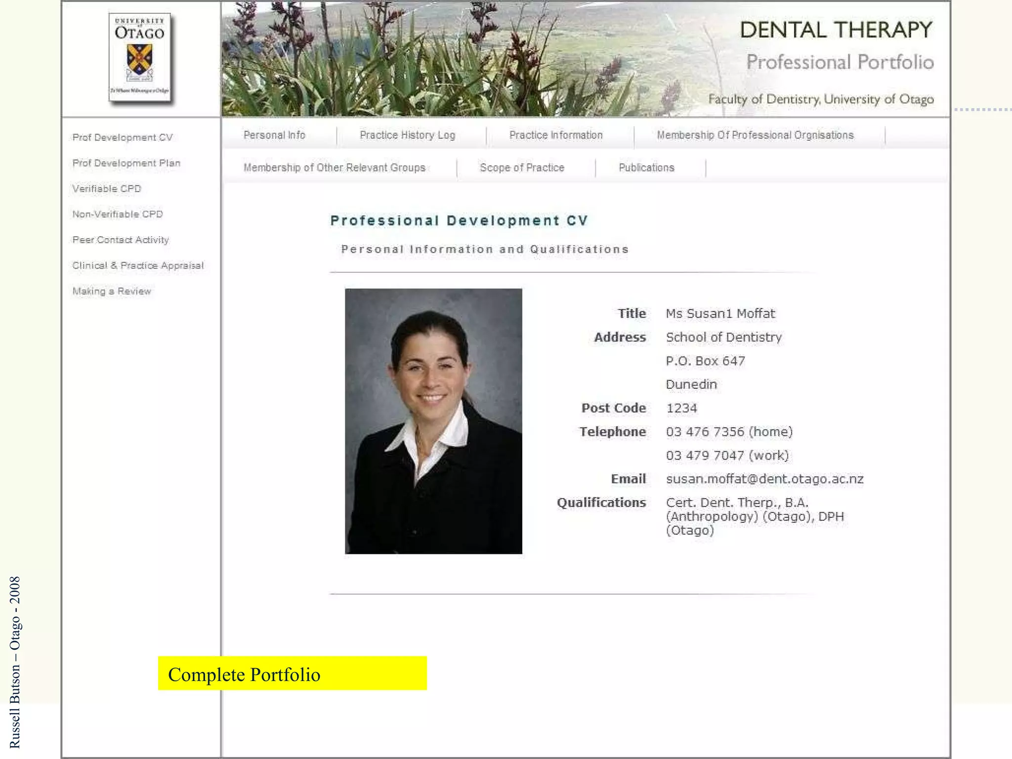 Complete Portfolio Russell Butson – Otago - 2008 