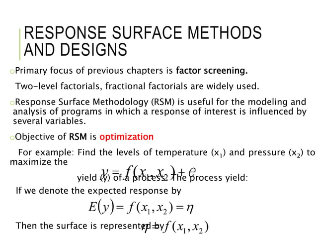 RESPONSE SURFACE METHODOLOGY | PPTX | Physics | Science
