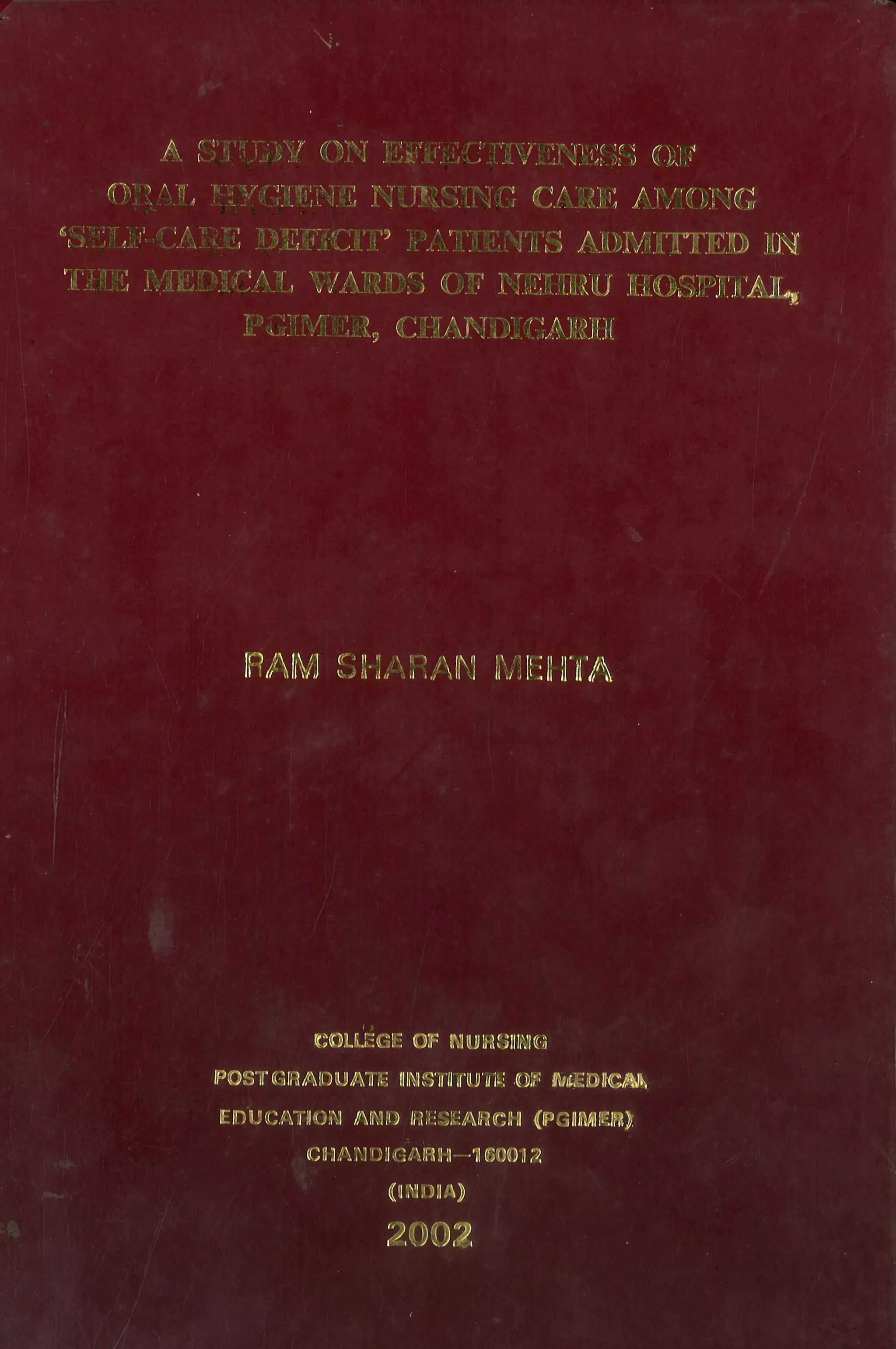 Rs Mehta M Sc Nsg Thesis Pdf