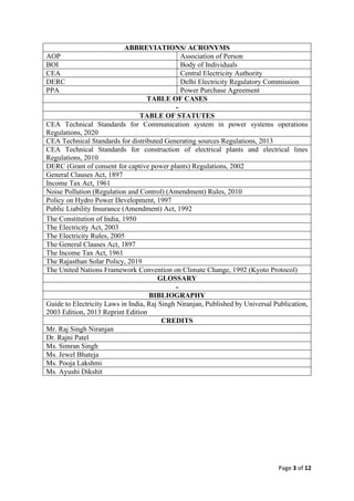 Page 3 of 12
ABBREVIATIONS/ ACRONYMS
AOP Association of Person
BOI Body of Individuals
CEA Central Electricity Authority
D...