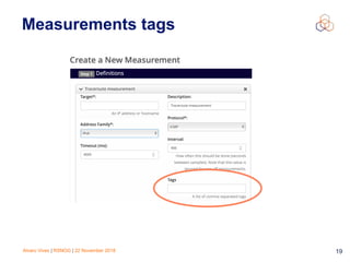 Alvaro Vives | RSNOG | 22 November 2018 !19
Measurements tags
 