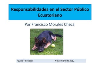 Responsabilidades en el Sector Público
             Ecuatoriano
         Por Francisco Morales Checa




   Quito – Ecuador       Noviembre de 2012
 