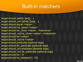 Ruby on Rails testing with Rspec | PPT