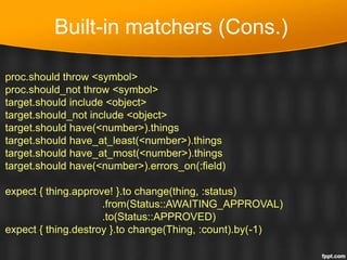 Ruby on Rails testing with Rspec | PPT