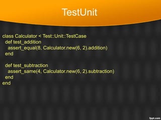 Ruby on Rails testing with Rspec | PPT
