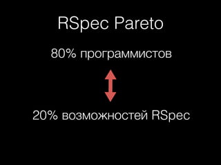 RSpec Pareto
80% программистов
!
!
!
20% возможностей RSpec
 