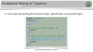 Rspec and Capybara Intro Tutorial at RailsConf 2013