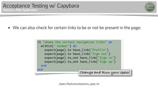 Rspec and Capybara Intro Tutorial at RailsConf 2013