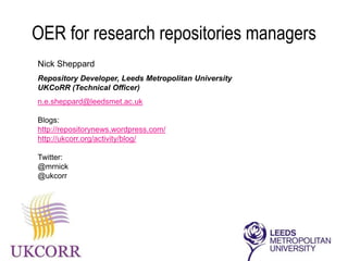 OER for repository managers Slide 1