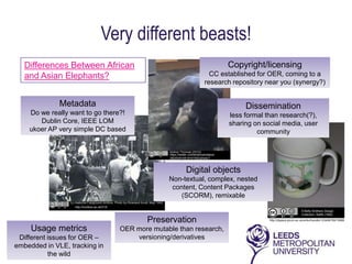 The Elephant(s) in the Repository
             Digital objects
           Quality assurance
             Dissemination
   ...