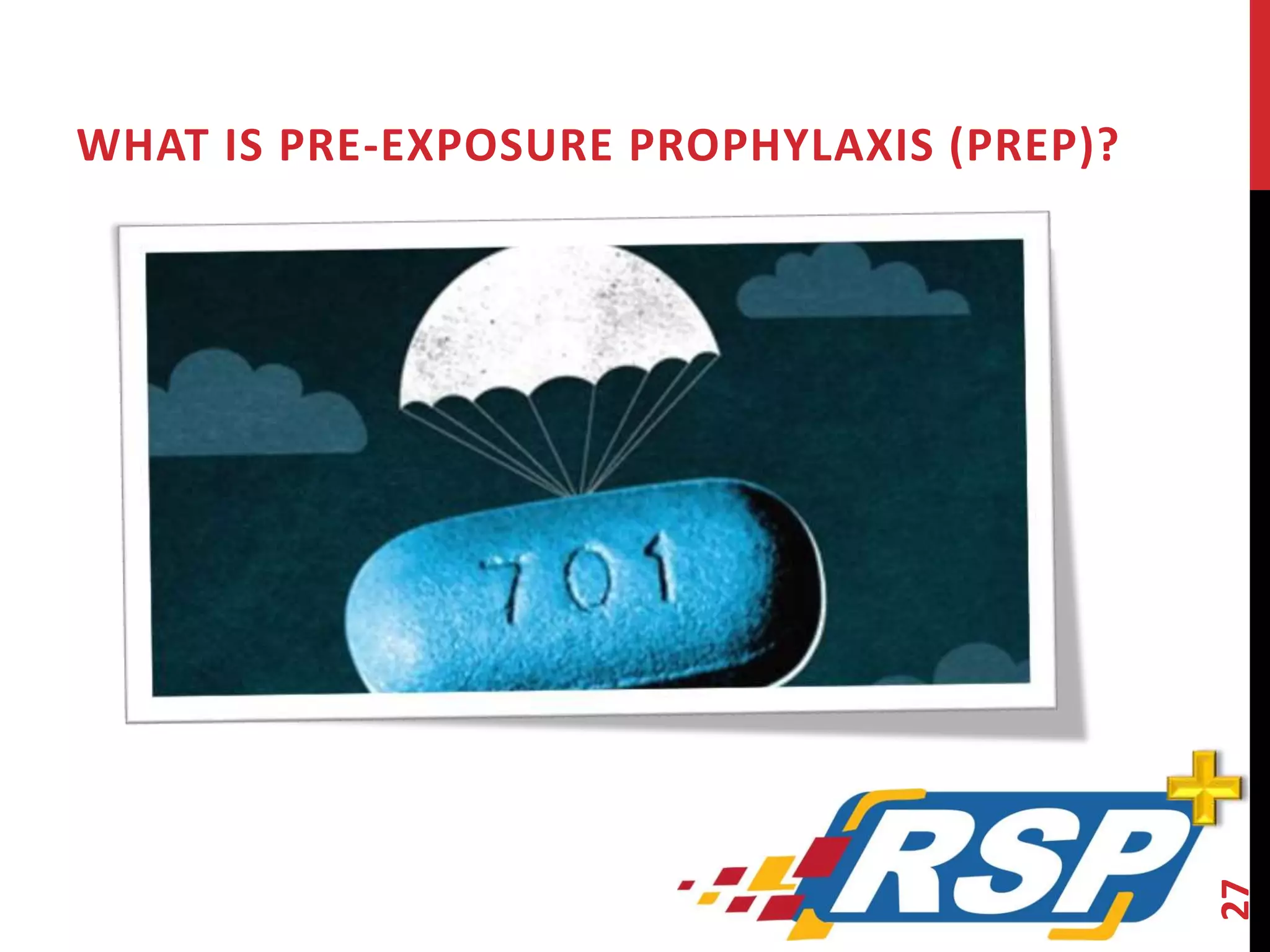 WHAT IS PRE-EXPOSURE PROPHYLAXIS (PREP)? 
27 
 