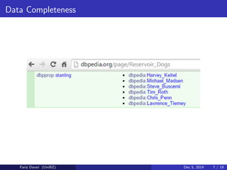 Data Completeness 
Fariz Darari (UniBZ) Dec 5, 2014 7 / 19 
 