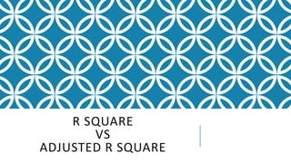 R SQUARE
VS
ADJUSTED R SQUARE
 