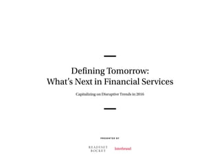 Defining Tomorrow: What's Next in Financial Services