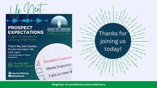 Thanks for
joining us
today!
Up Next...
Register at satisfacts.com/webinars
 