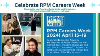 Celebrate RPM Careers Week
Shout out to your Teams on Social Media use the hashtags
#RPMMoments and #RPMJourneys all week!
 