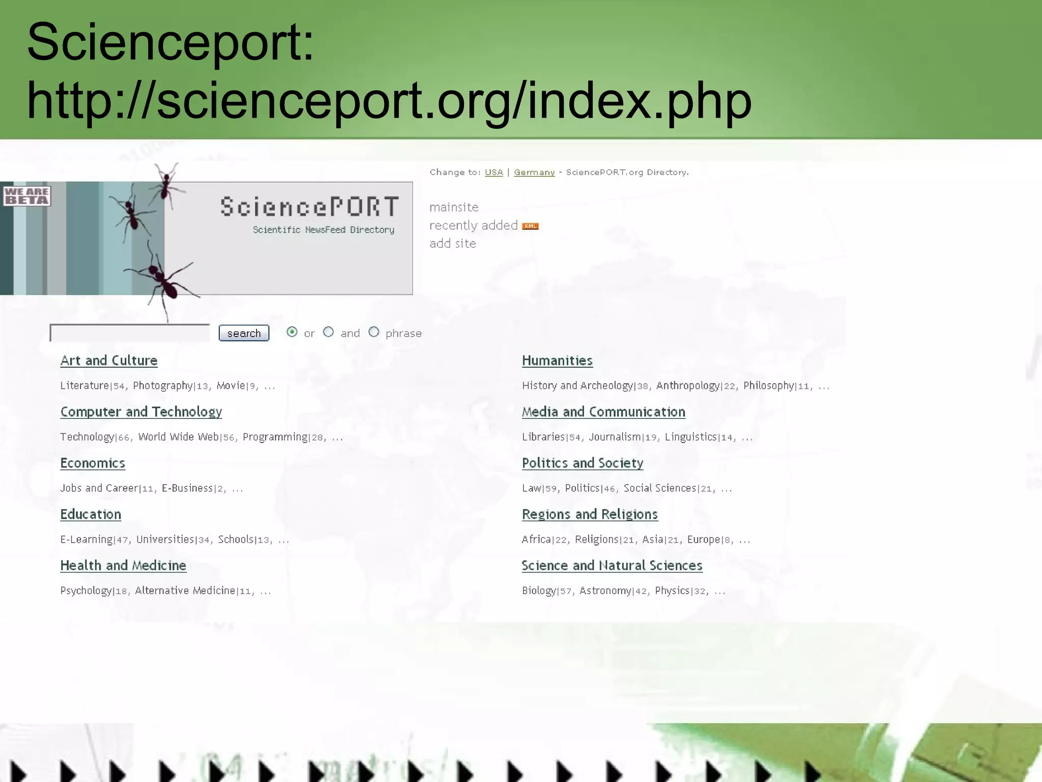 Scienceport:  http://scienceport.org/index.php   