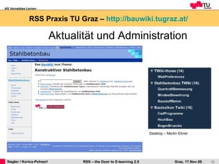 RSS Praxis TU Graz –  http://bauwiki.tugraz.at/   Desktop – Martin Ebner Aktualität und Administration 