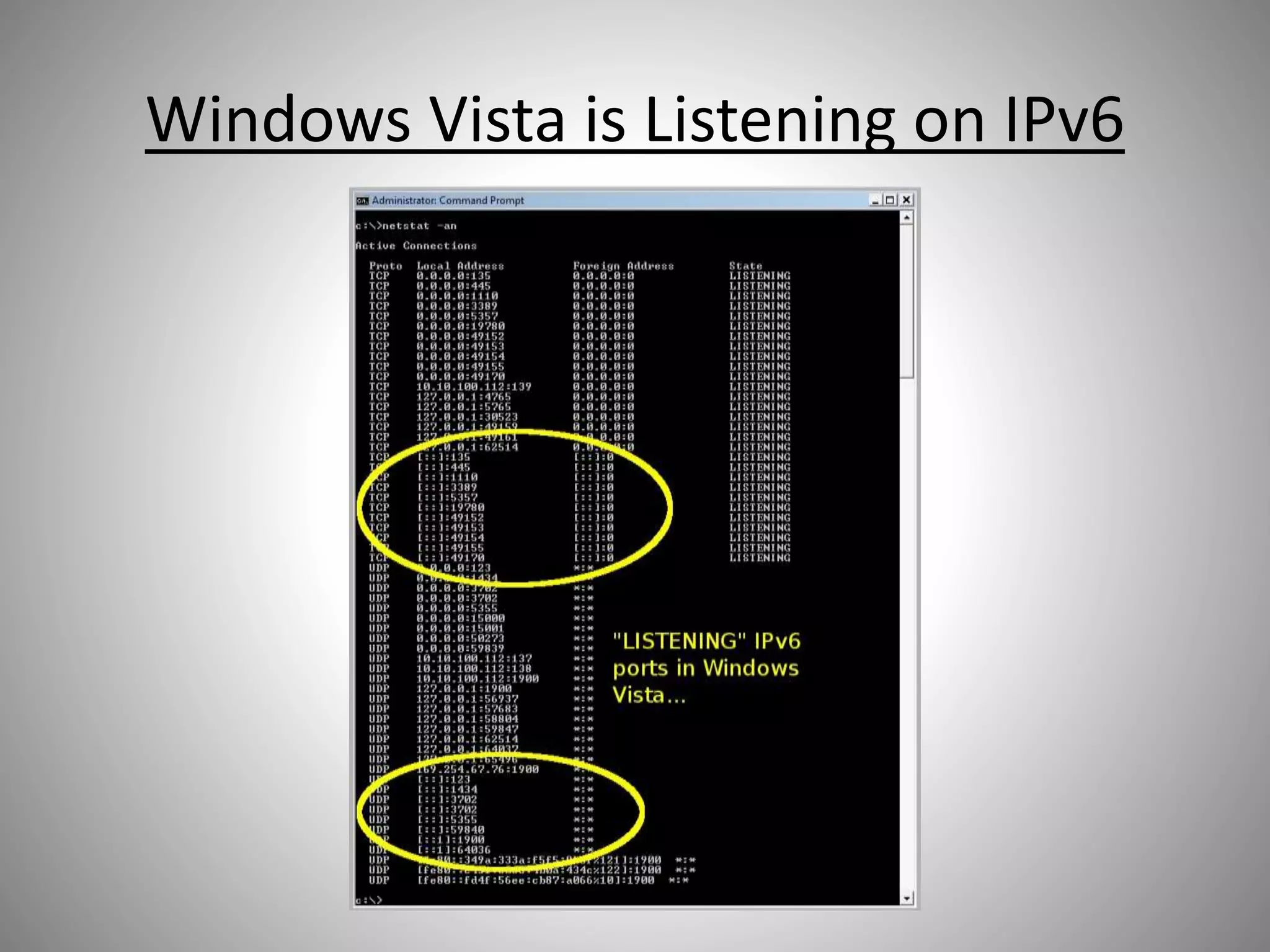 Windows Vista is Listening on IPv6
 