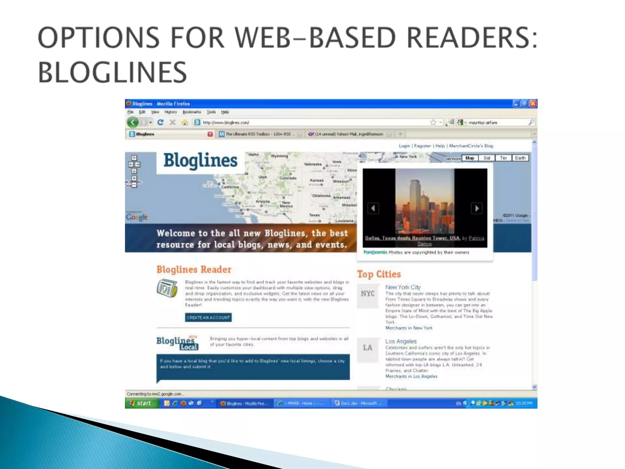 OPTIONS FOR WEB-BASED READERS:  BLOGLINES