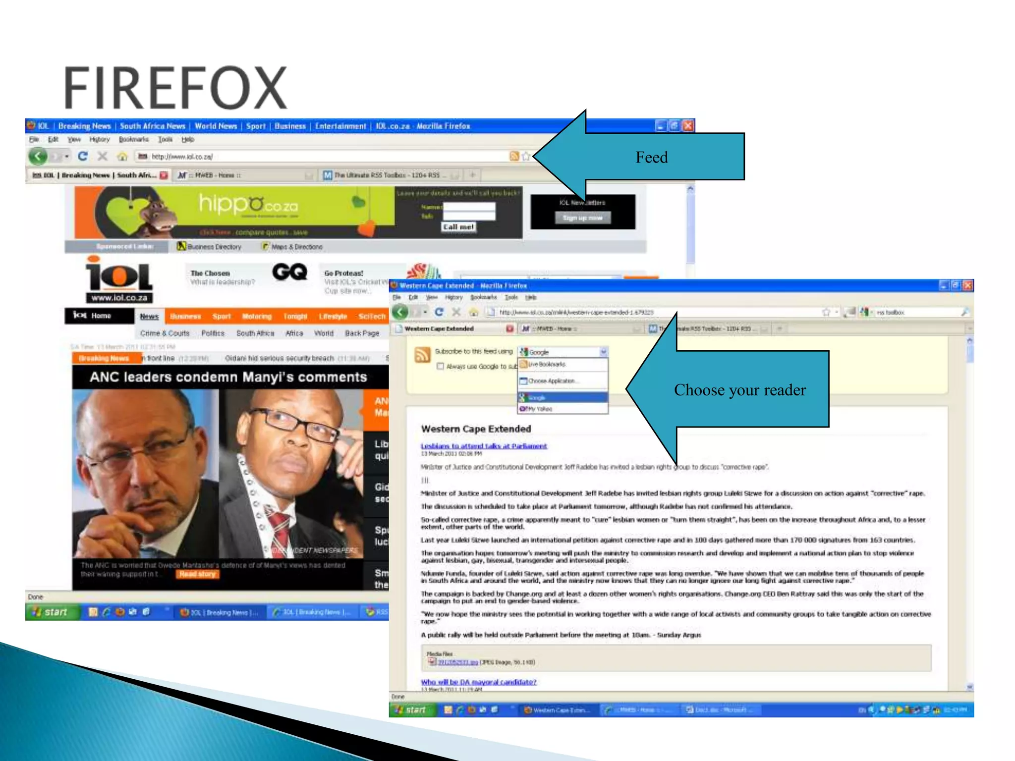 FIREFOXFeedChoose your reader