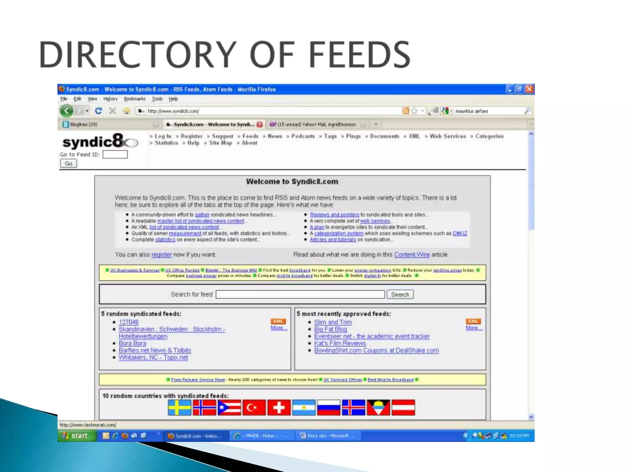 DIRECTORY OF FEEDS