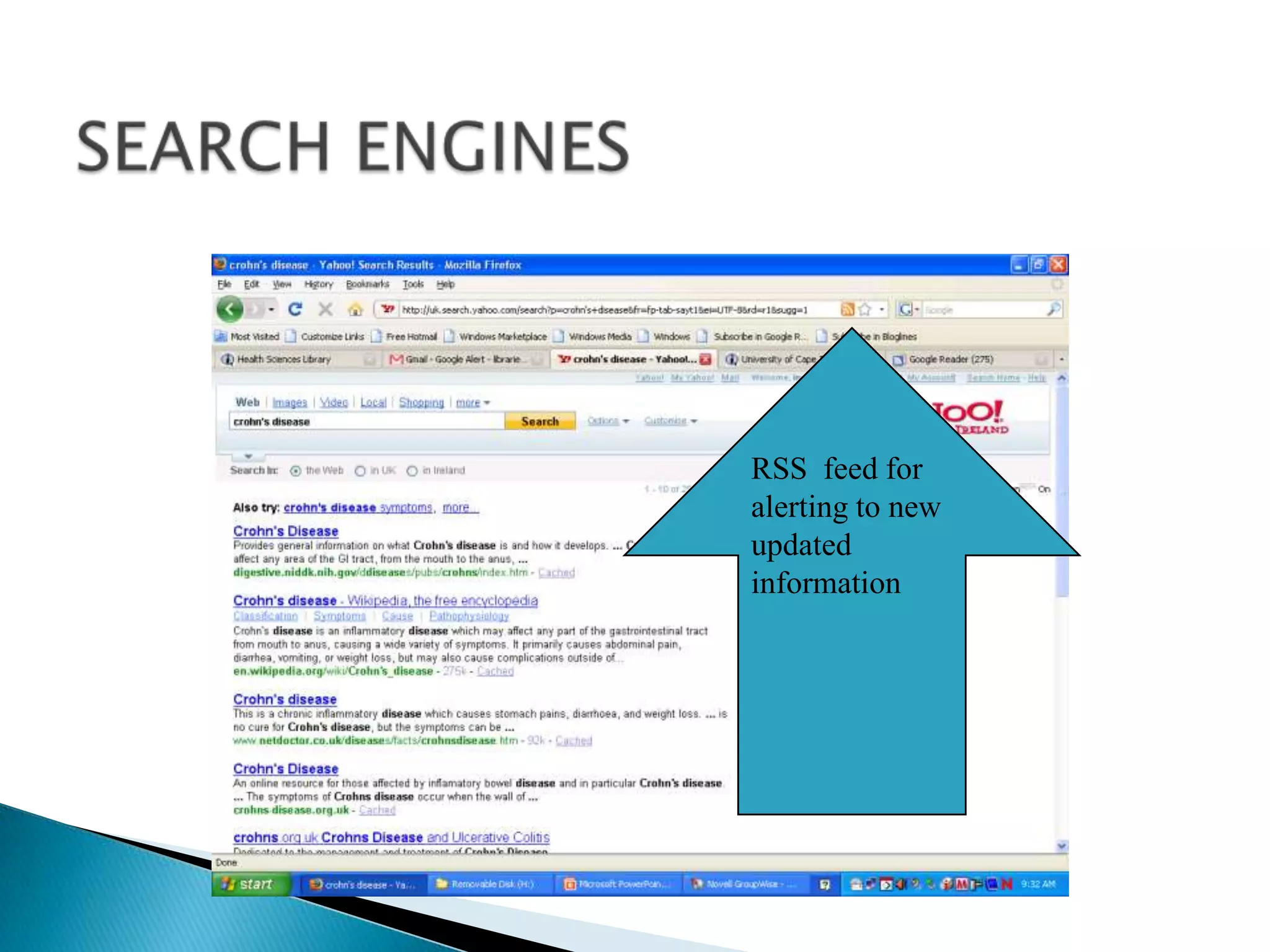 SEARCH ENGINESRSS  feed for alerting to new updated information 