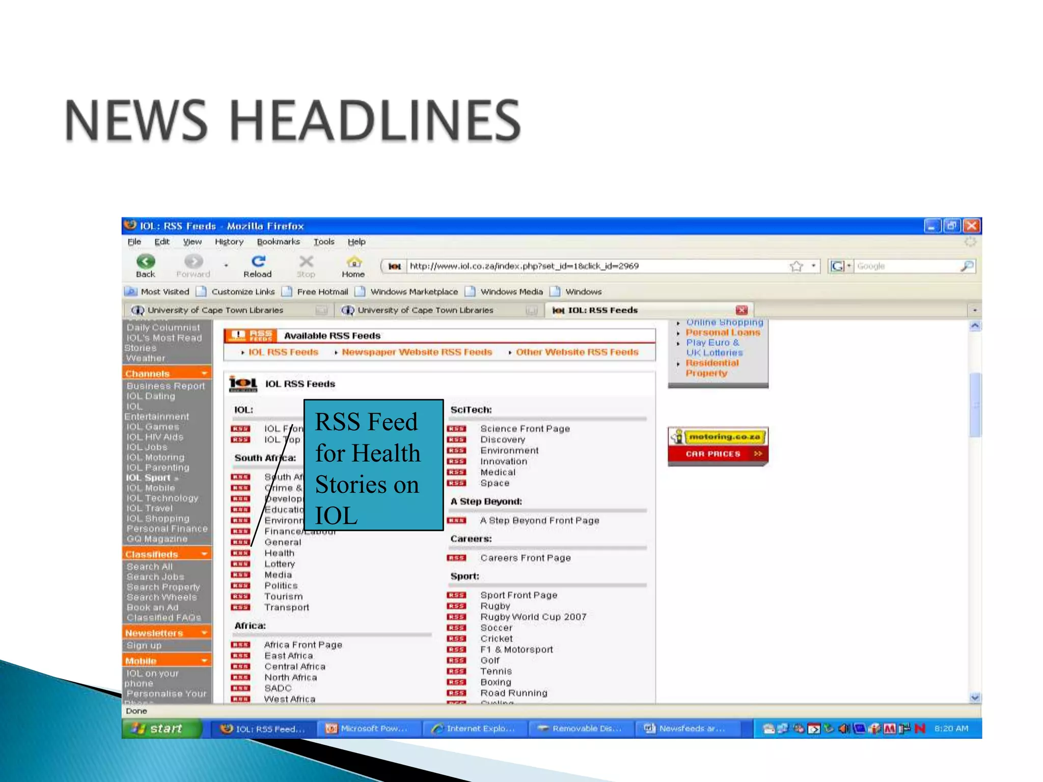 NEWS HEADLINESRSS Feed for Health Stories on IOL
